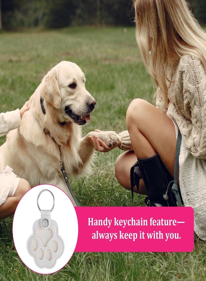 Zelphvt 3 Pcs Cat Dog Hair Keychain, Memory Keepsake Cats Dogs Pet Paw Print Keychain White Pet Hair Storage Keychains Paw Shaped Leather Keychains Pets Memorial Gift Keyring Pets Love Gift - Image 4